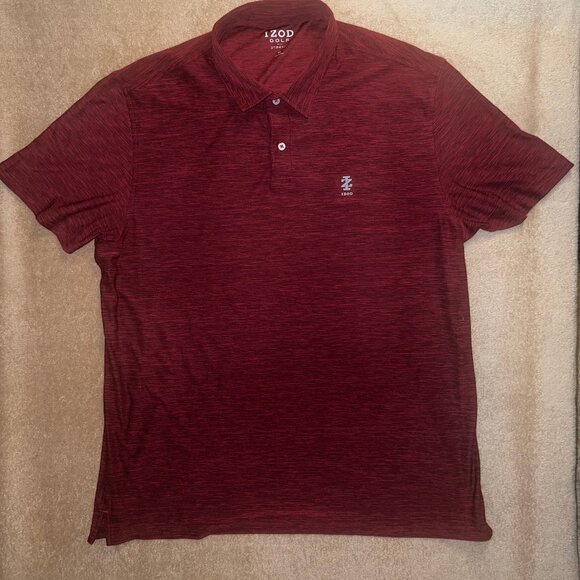 IZOD Golf Men XL Stretch Heather Maroon Short Sleeve 3 Button Stretch Polo - Picture 1 of 6